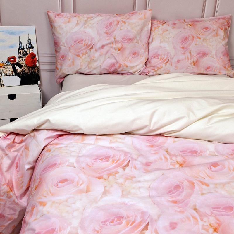 підліткова рожева постільна білизна з трояндами фото 1