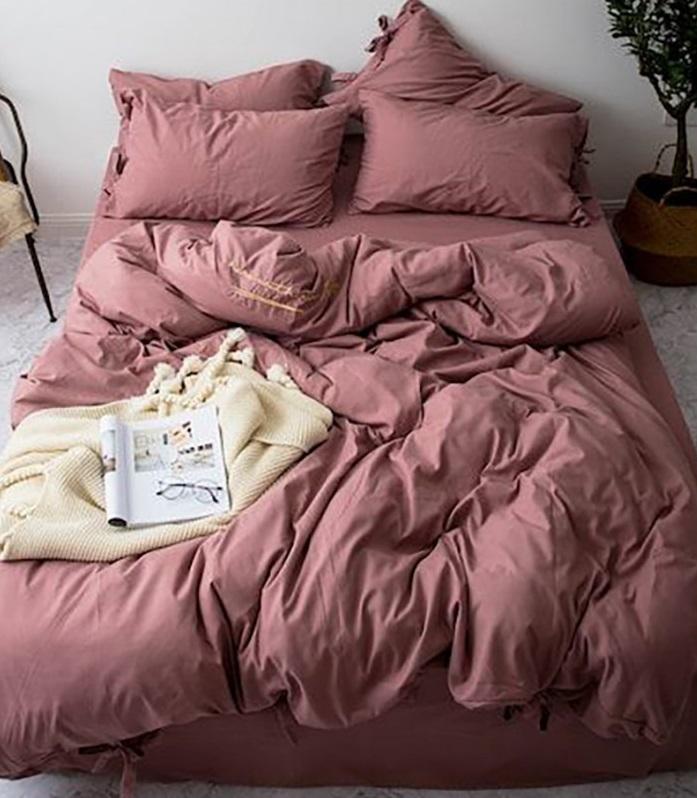 однотонна підліткова постільна білизна ранфорс пудрового кольору маув