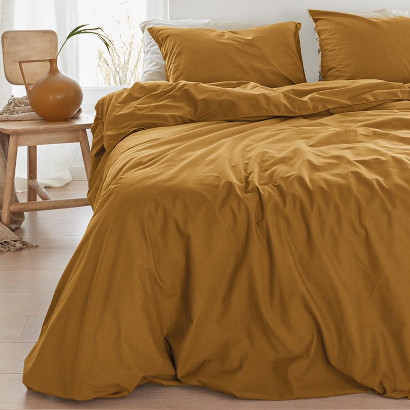 однотонна підліткова постільна білизна ранфорс кольору охра