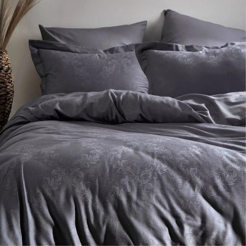 постільна білизна сатин жаккард графітового кольору фото 1