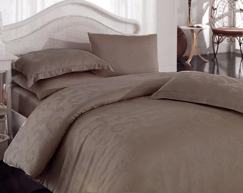 коричнева постільна білизна сатин жаккард фото 1