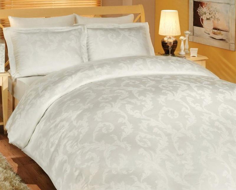 жаккардова постільна білизна кольору молочна кістка фото 1