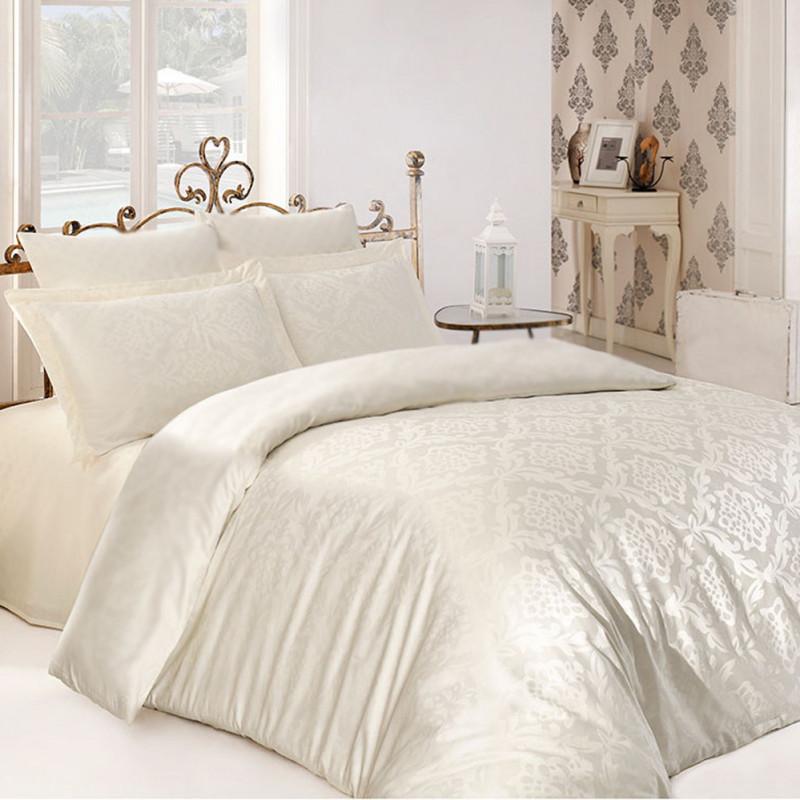 постільна білизна сатин жаккард кремового кольору