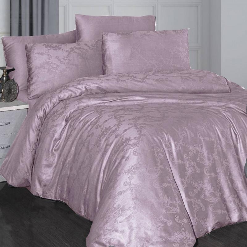 постільна білизна сатин жаккард бузкового кольору