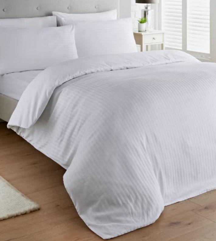 постільна білизна страйп сатин білого кольору