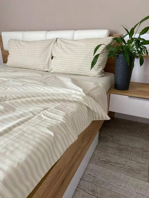 молочна підліткова постільна білизна у смужку фото 1