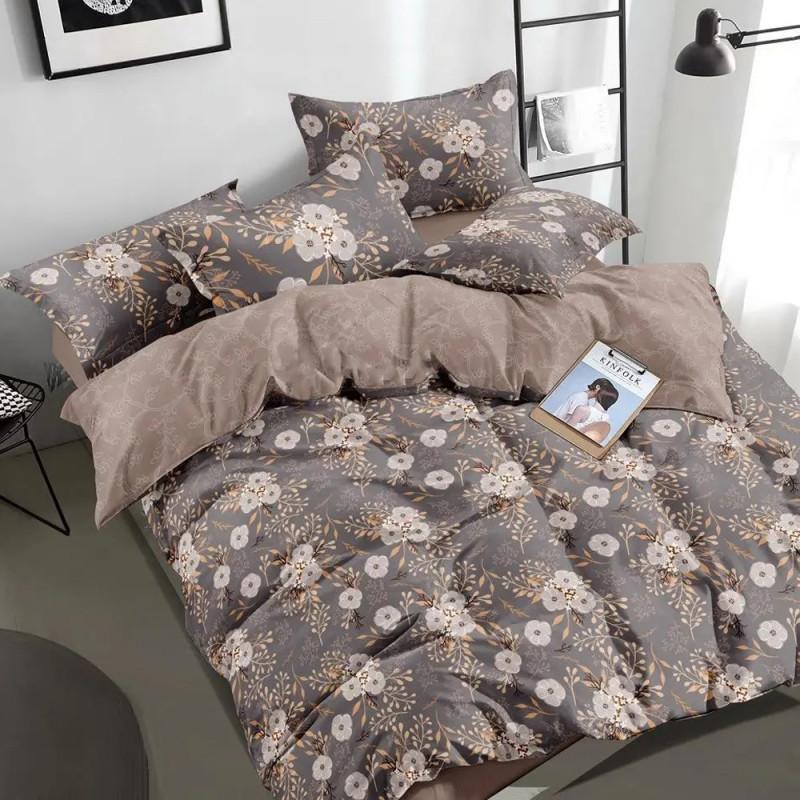 коричнева постільна білизна бязь з квітами