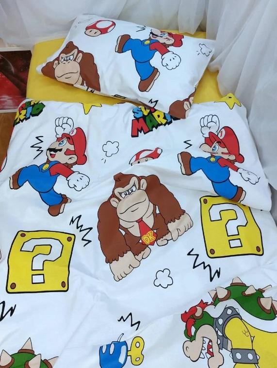 дитяча постільна білизна з героєм відеогри Супер Маріо фото 1