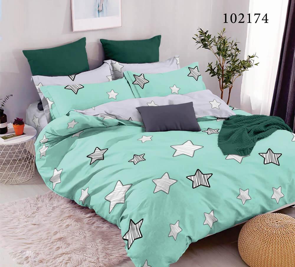 дитяча постільна білизна бірюзового кольору з зірочками