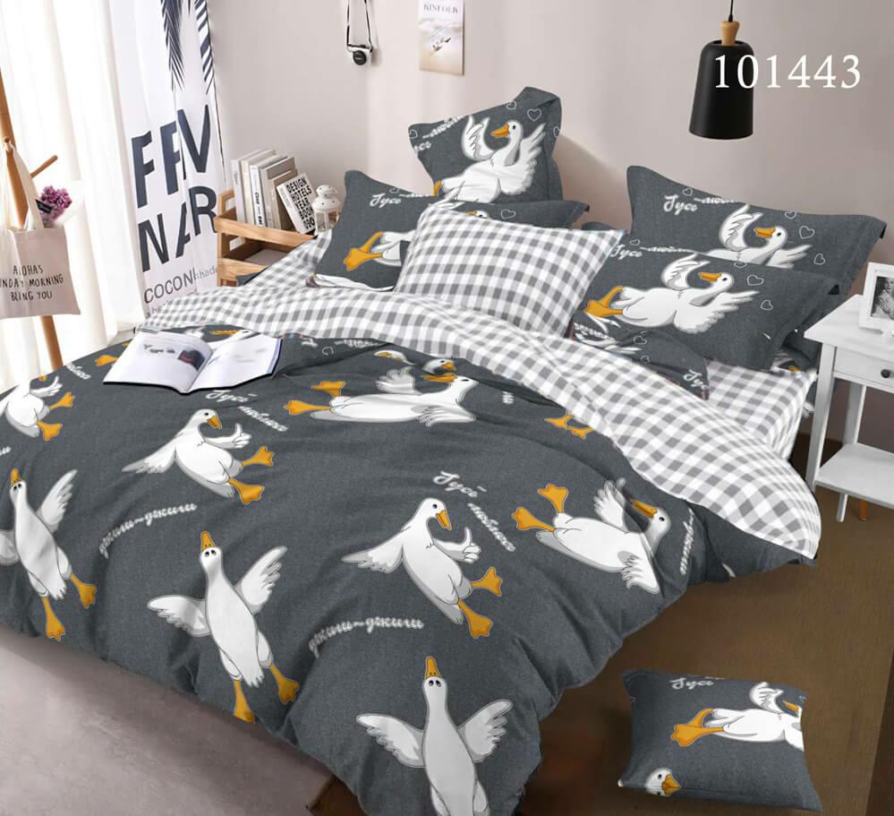 дитяча постільна білизна сірого кольору з гусями
