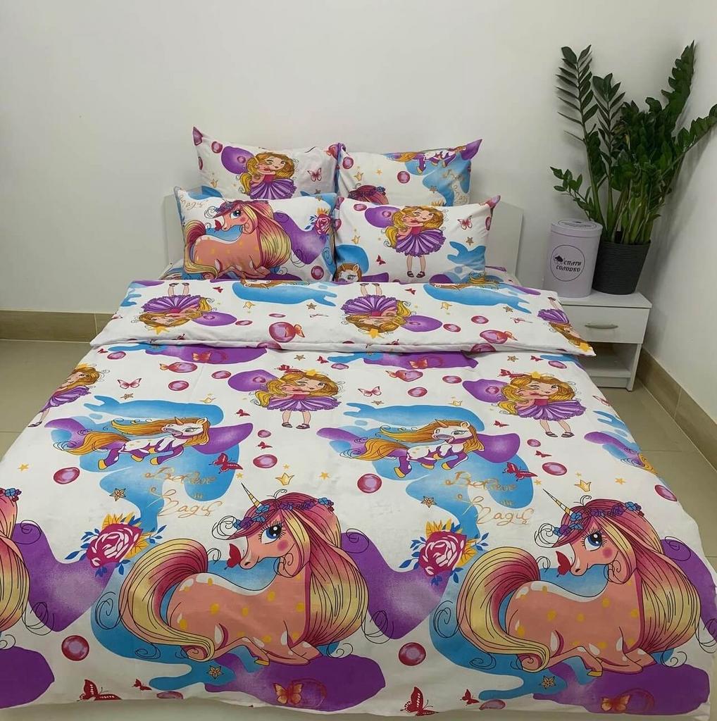 дитяча постільна білизна з принцесою та єдиноріжками