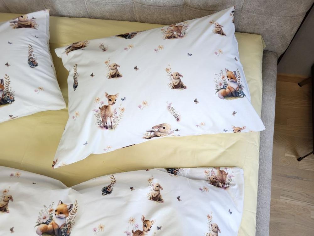 дитяча постільна білизна з тваринами, оленем, лисичкою, зайчиком