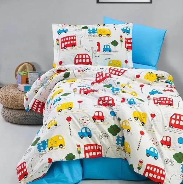дитяча постільна білизна з міським транспортом фото 1