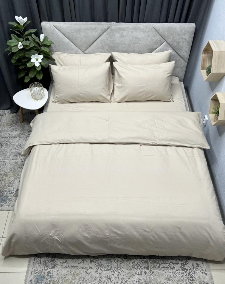 бежева однотонна постільна білизна фланель