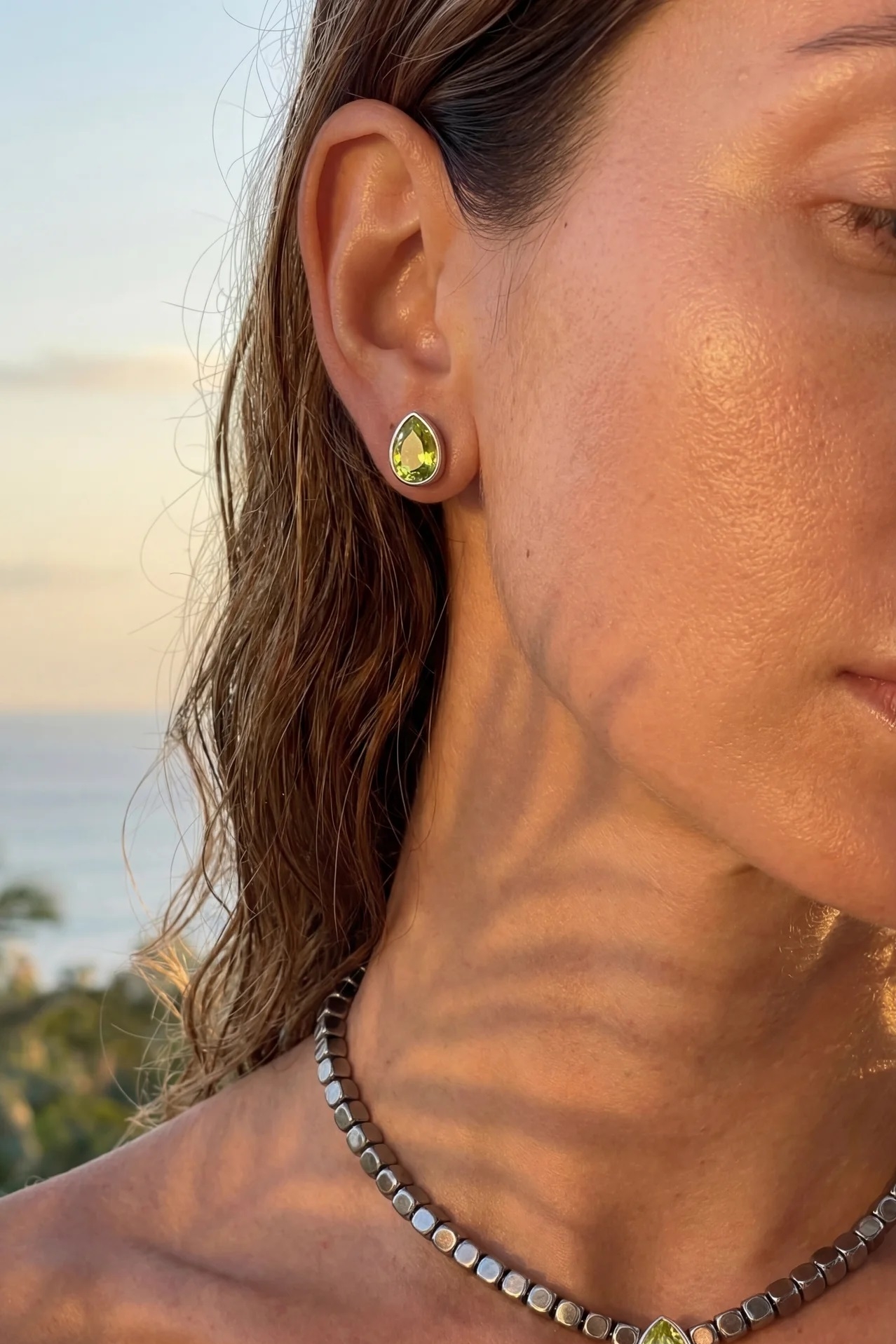 Orecchini e choker Lime Aura con cristalli Swarovski verde lime