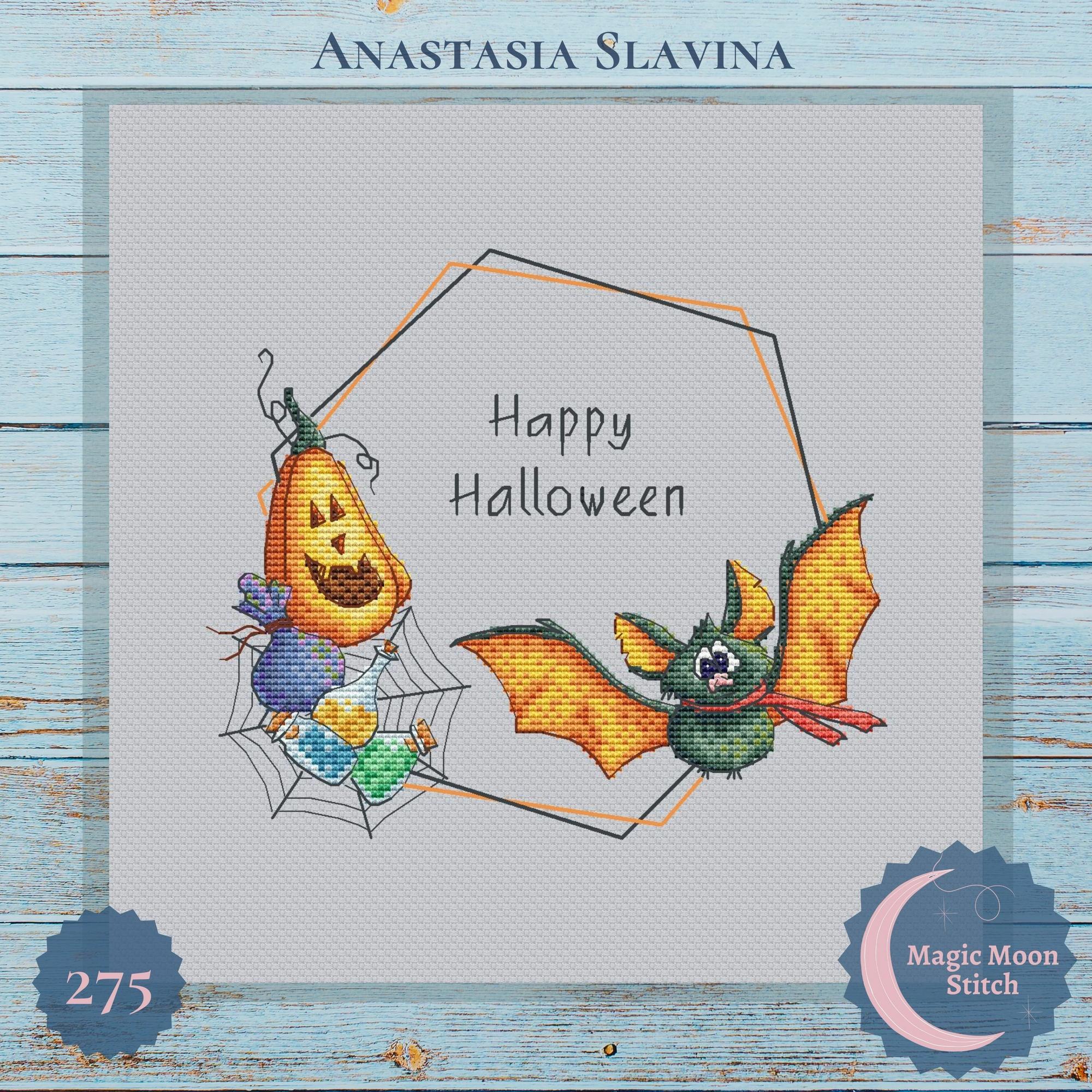 Happy Halloween wreath - cross stitch pattern