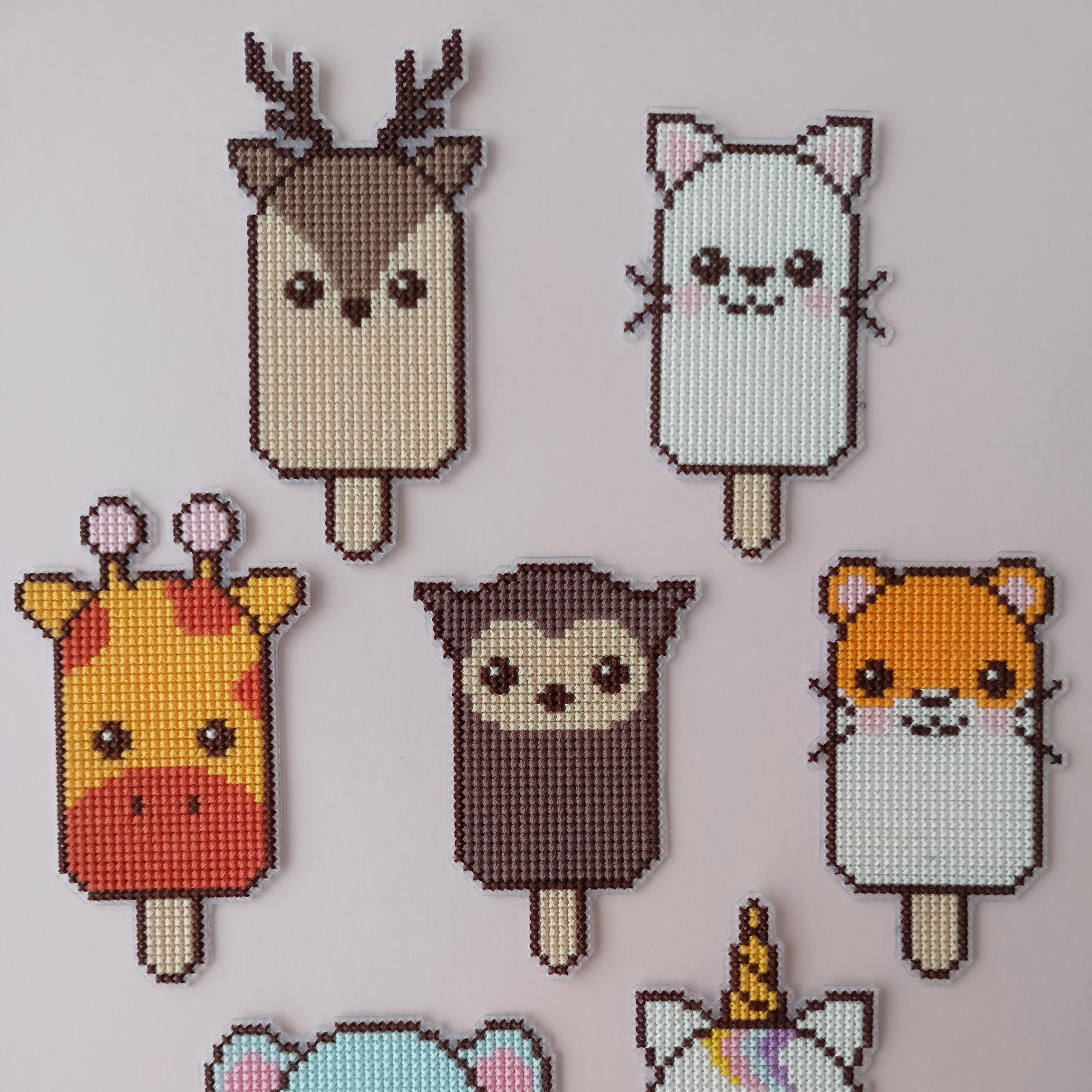 Funny animals ice cream bars - cross stitch pattern