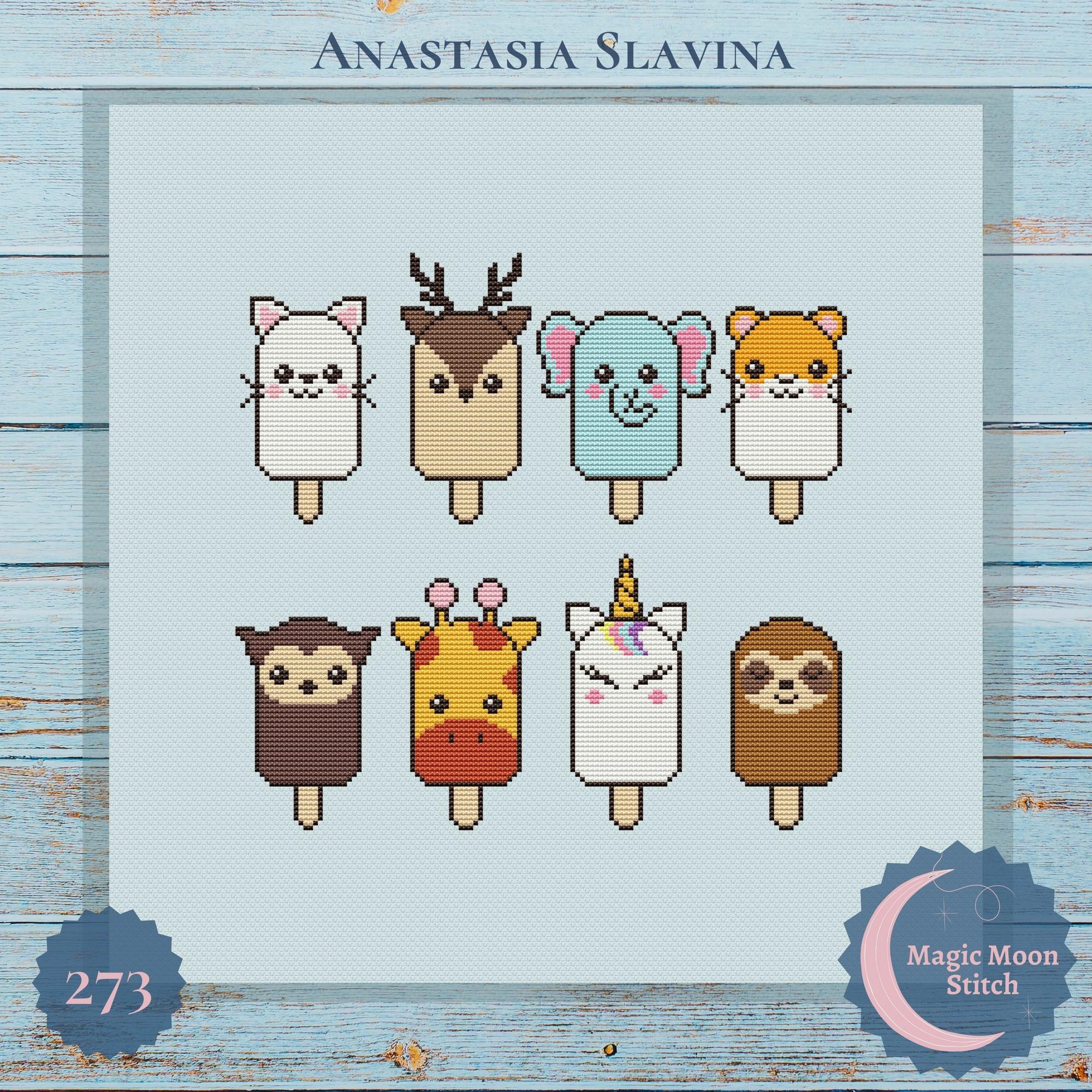Funny animals ice cream bars - cross stitch pattern