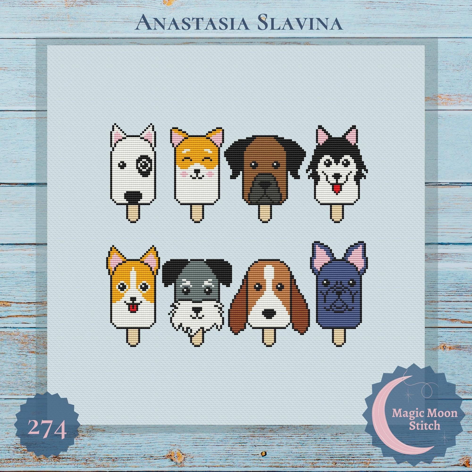 Funny dogs ice cream bars - cross stitch pattern