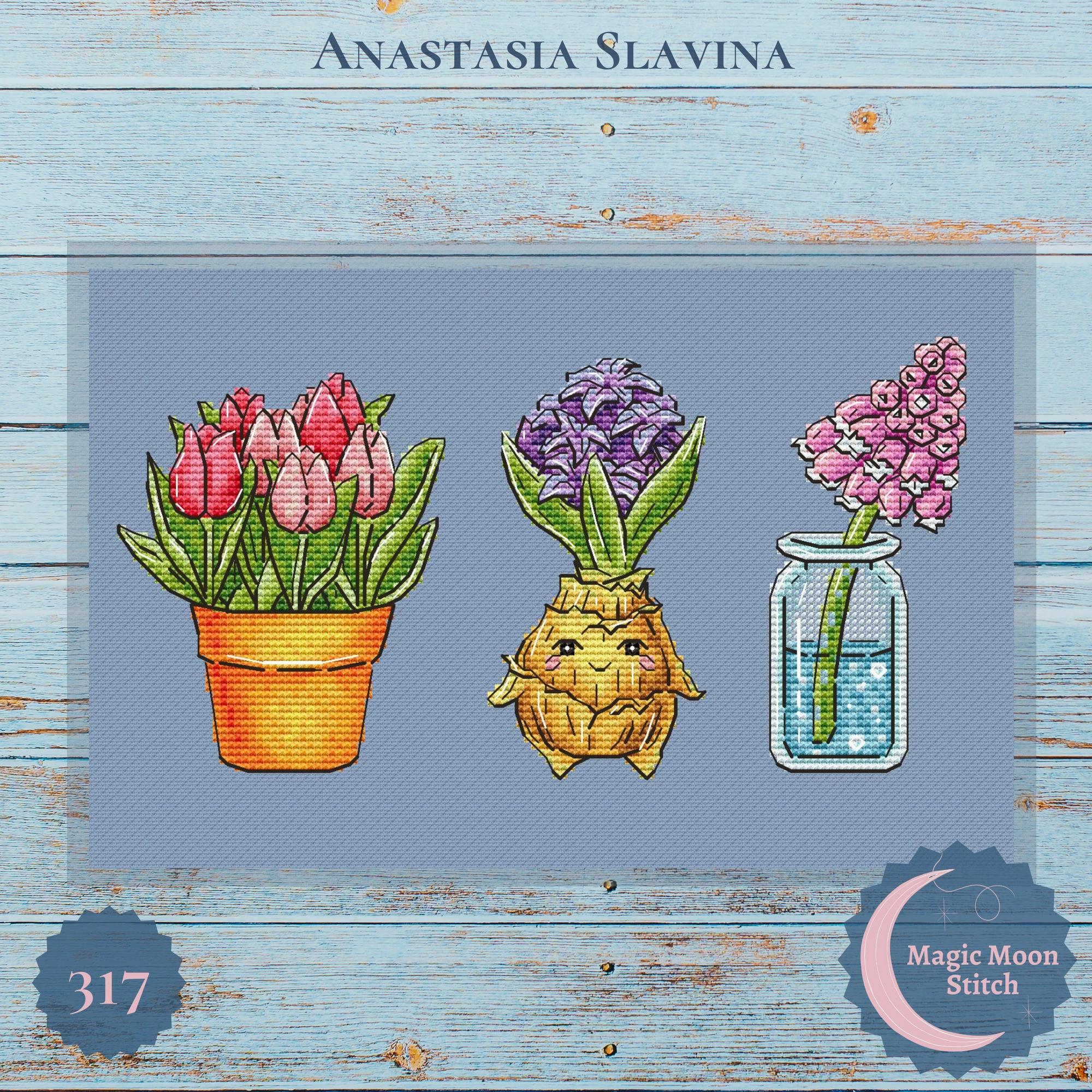 Floral trio - cross stitch pattern