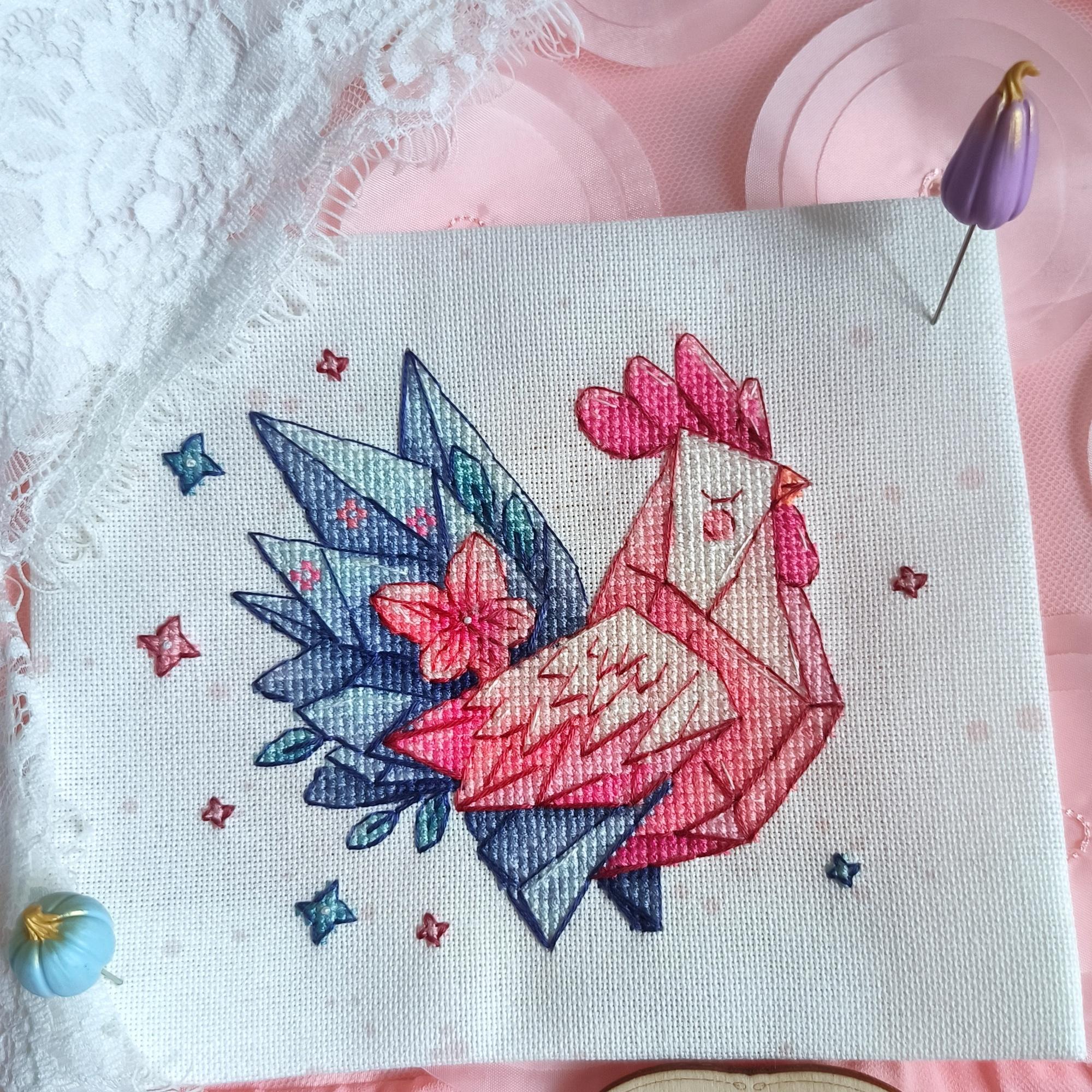 Origami chicken - cross stitch pattern