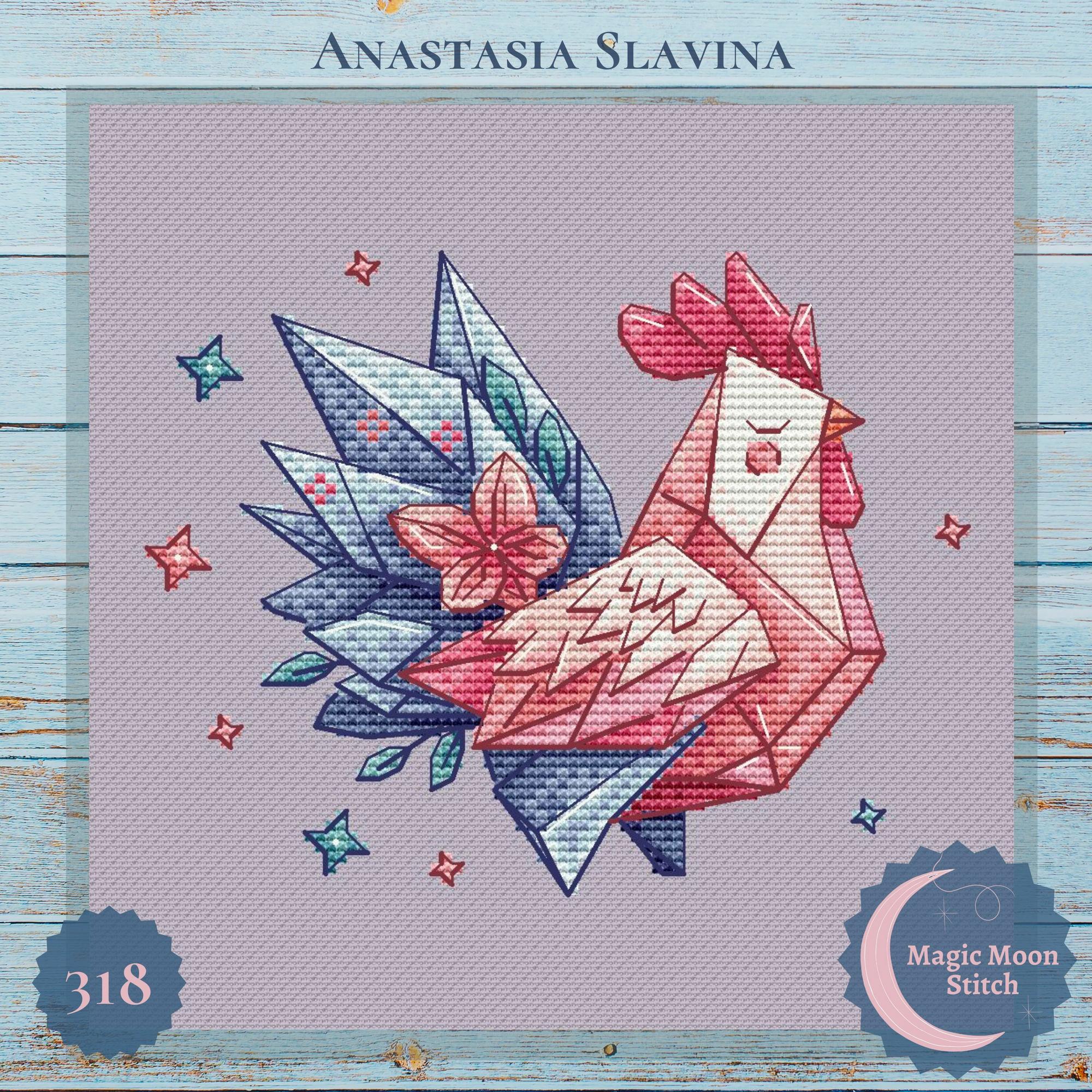Origami chicken - cross stitch pattern