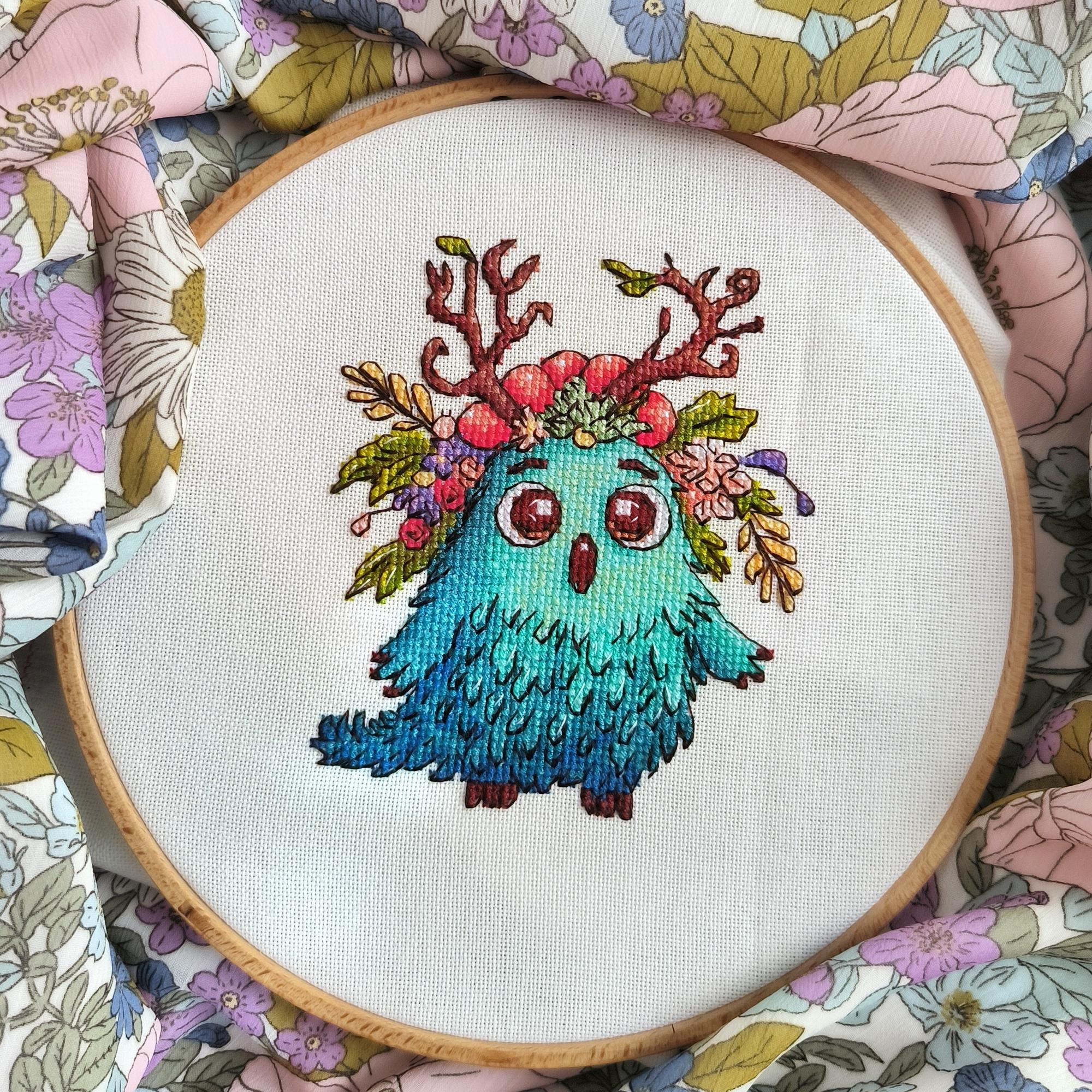 Funny forest monster - cross stitch pattern