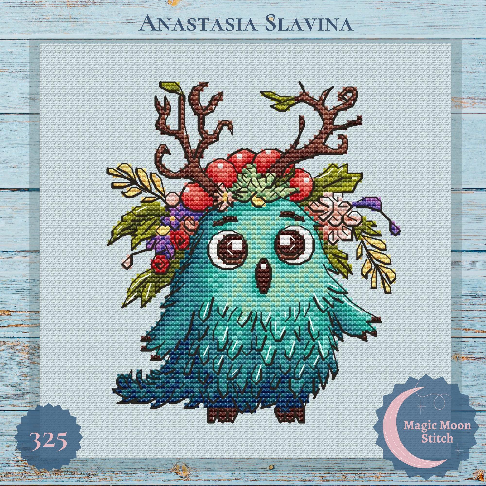 Funny forest monster - cross stitch pattern