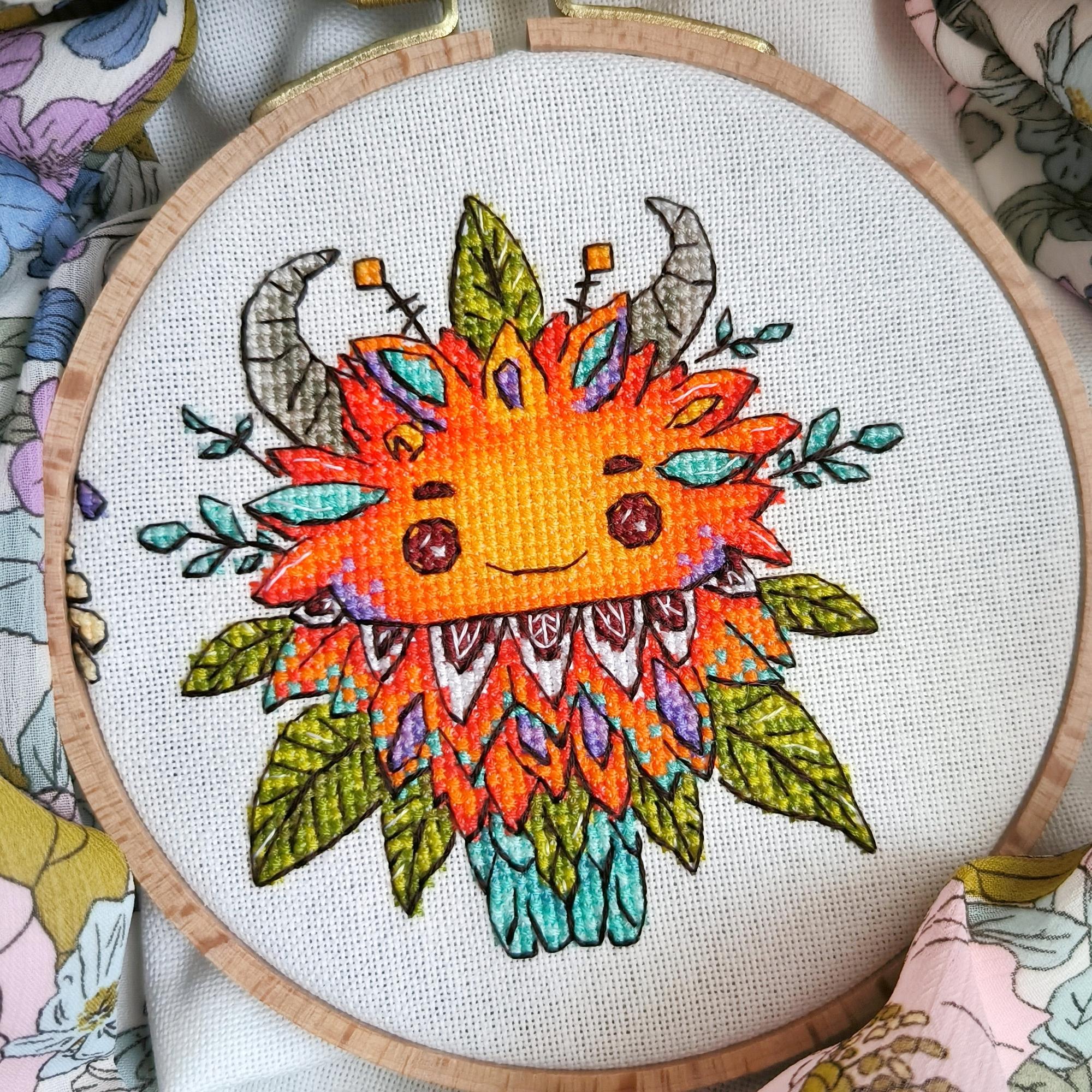 Funny sunny monster - cross stitch pattern