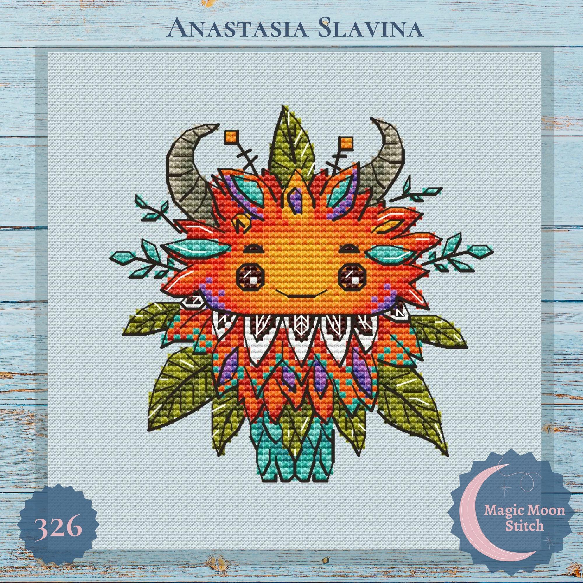 Funny sunny monster - cross stitch pattern