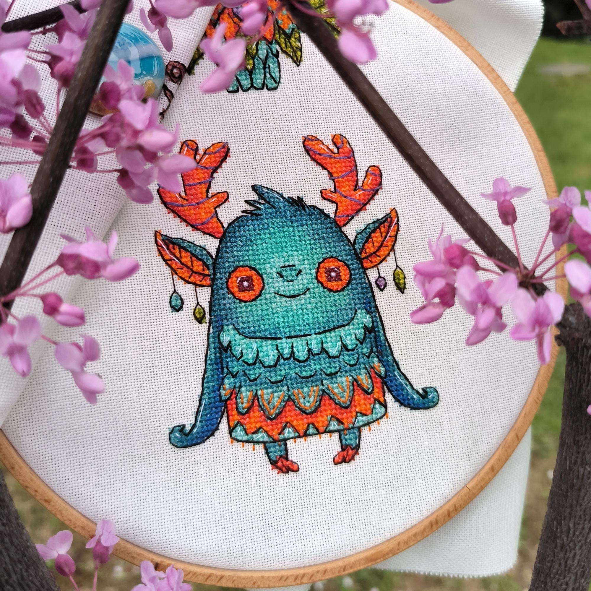 Funny embroidery monster - cross stitch pattern
