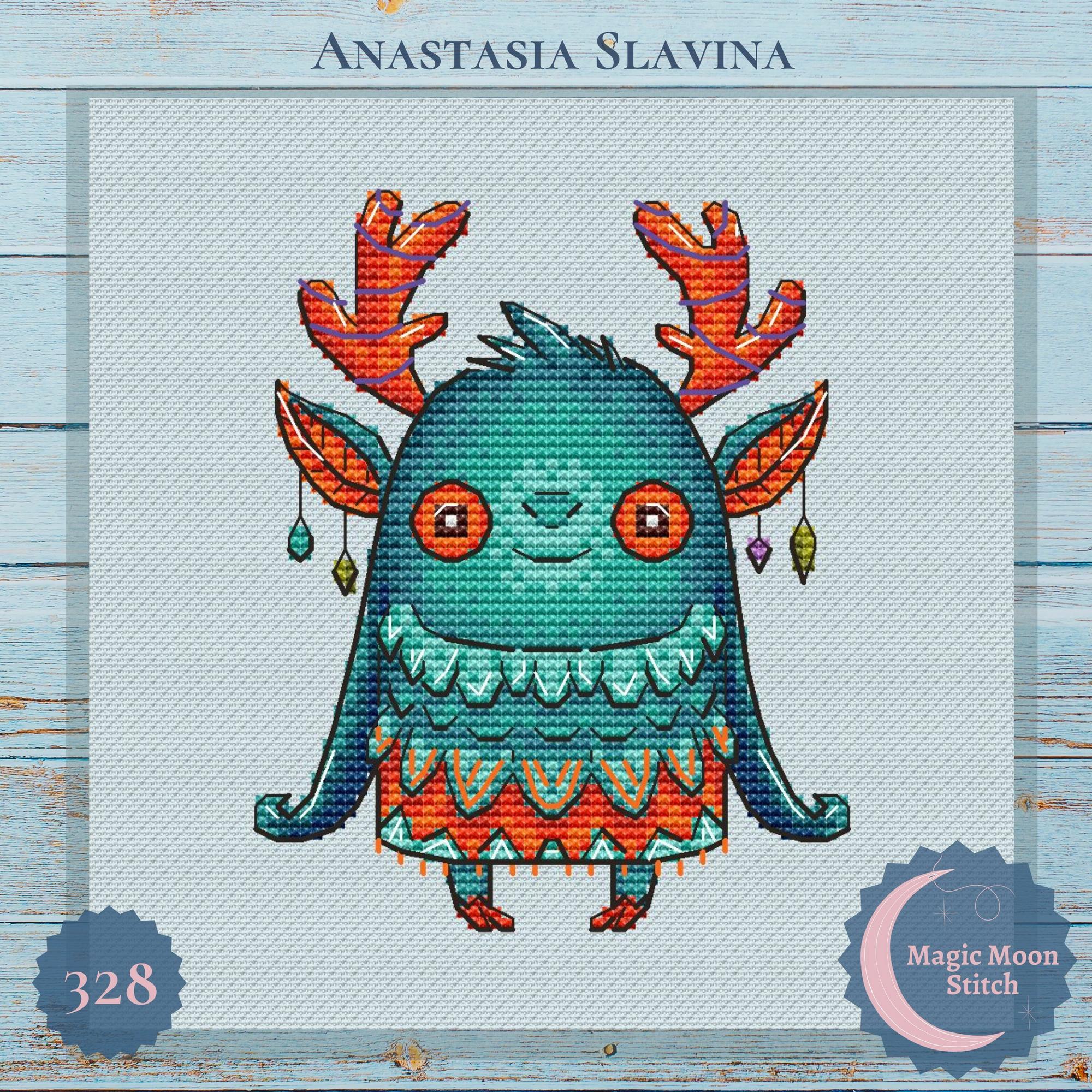 Funny embroidery monster - cross stitch pattern