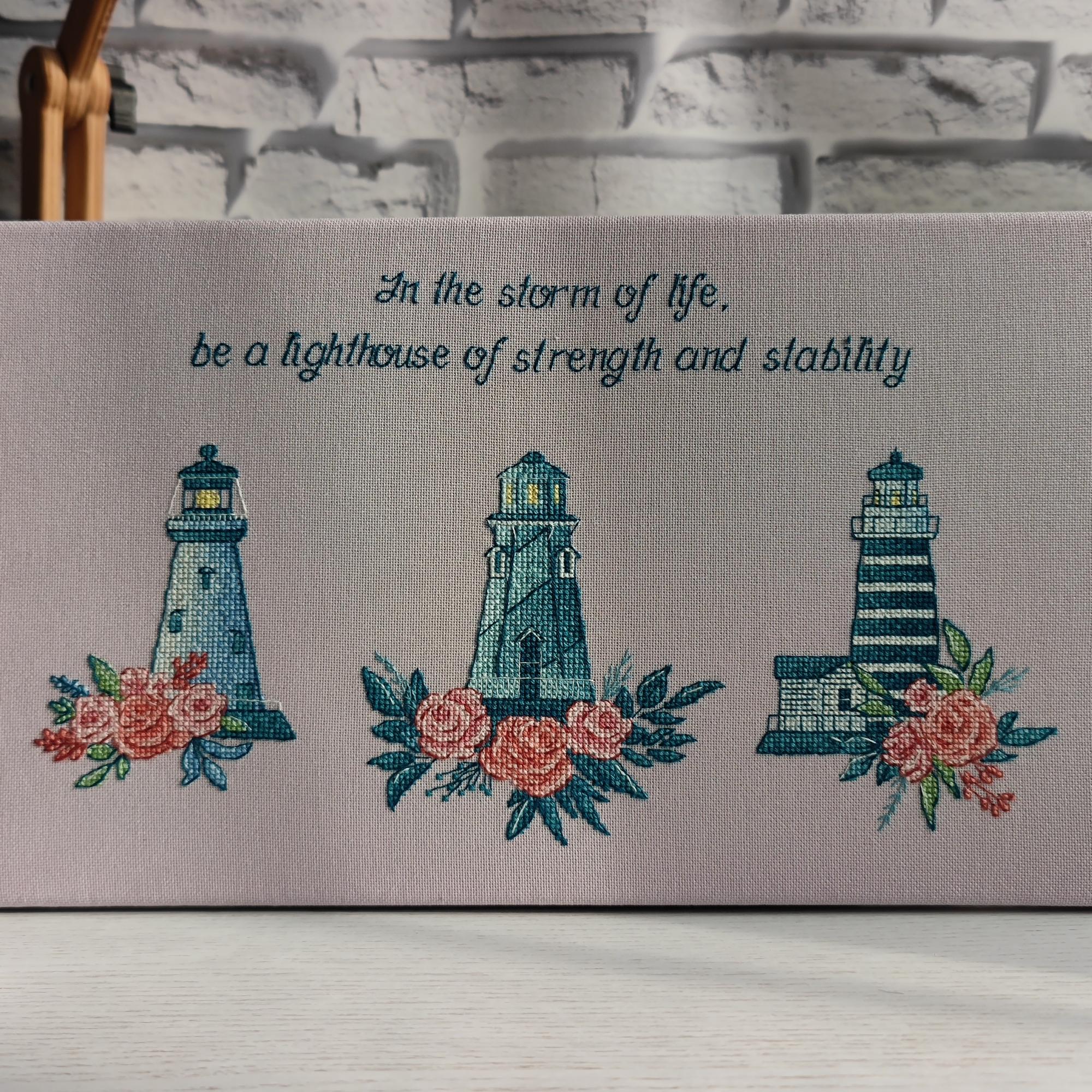 Floral lighthouses - cross stitch pattern