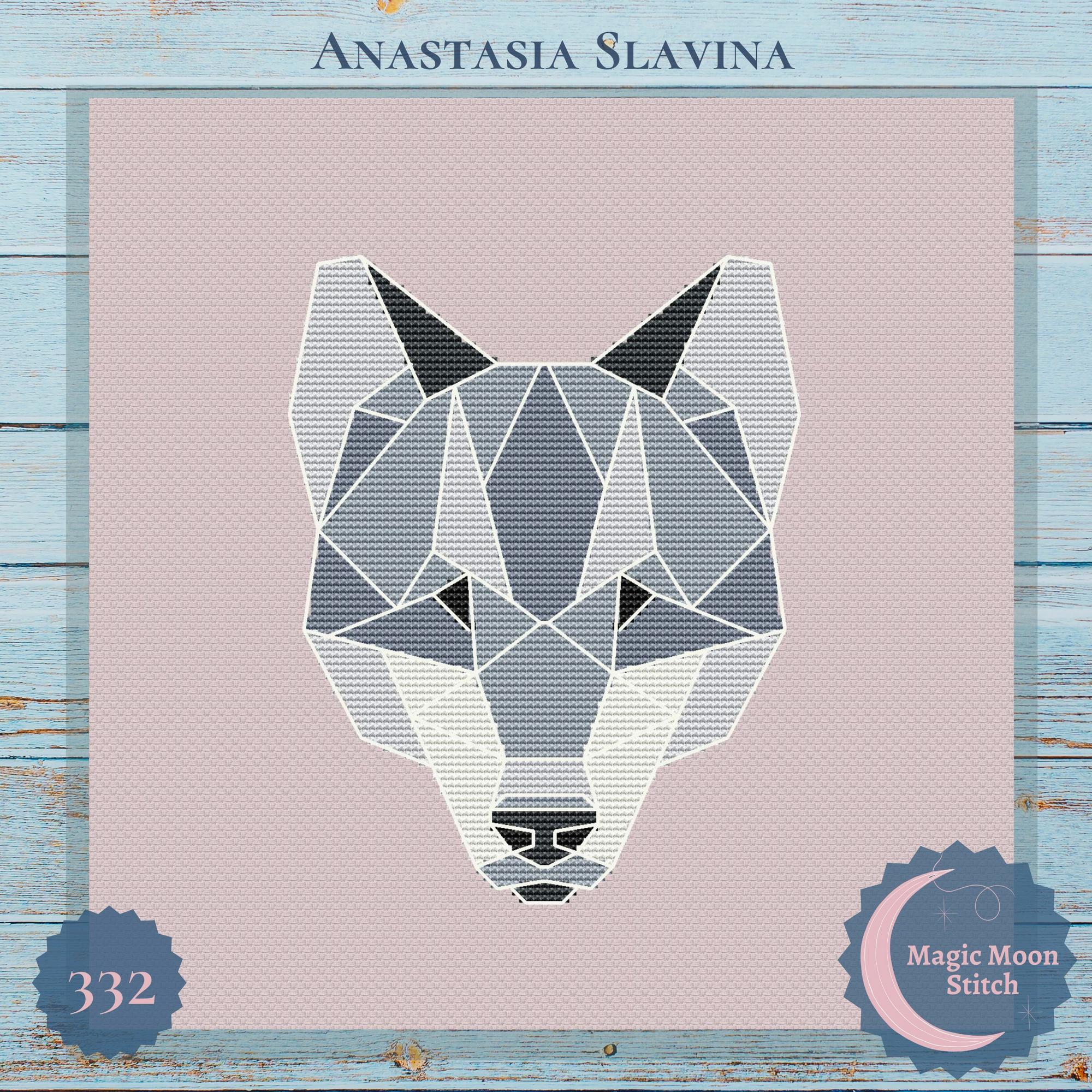 Geometric wolf - cross stitch pattern