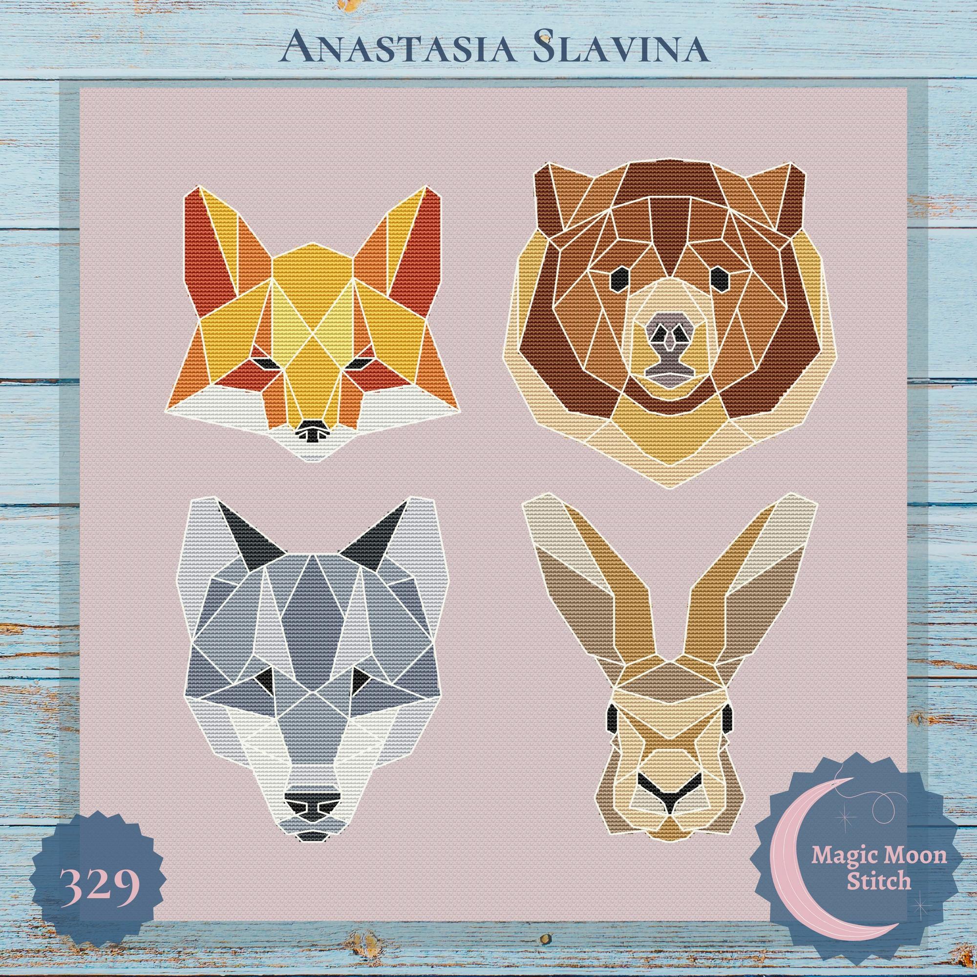 Geometric animals set - cross stitch pattern