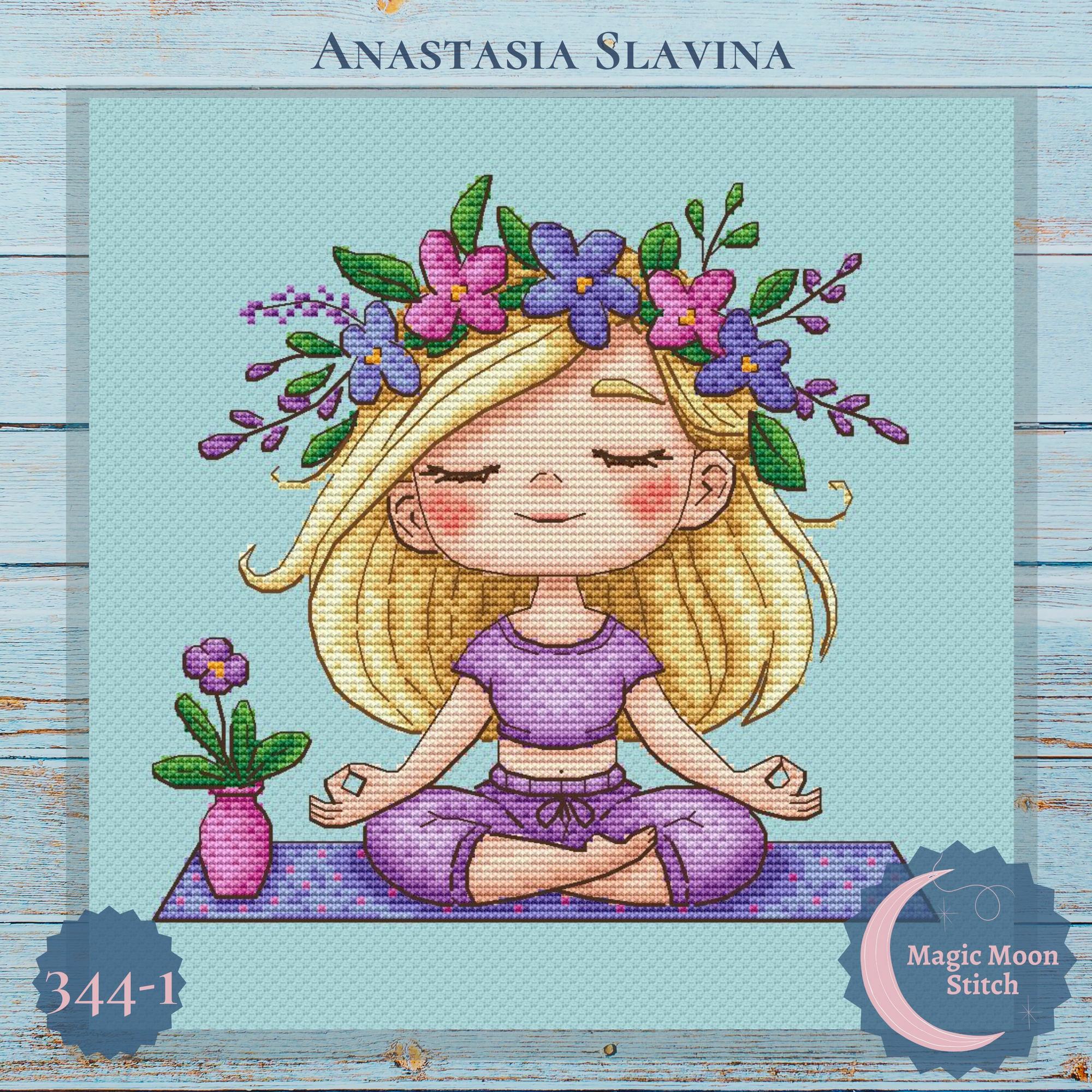 Yoga girl 1 (3 colors) - cross stitch pattern