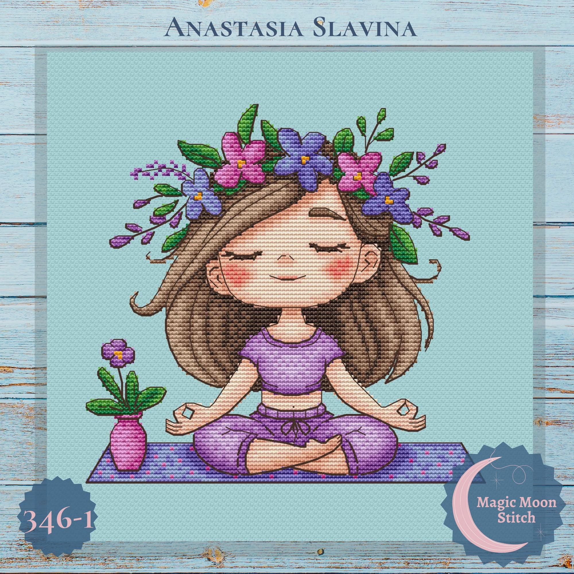 Yoga girl 1 (3 colors) - cross stitch pattern