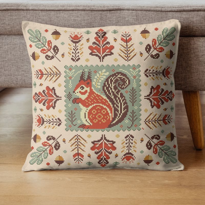 Autumn squirrel sampler 2 - cross stitch pattern