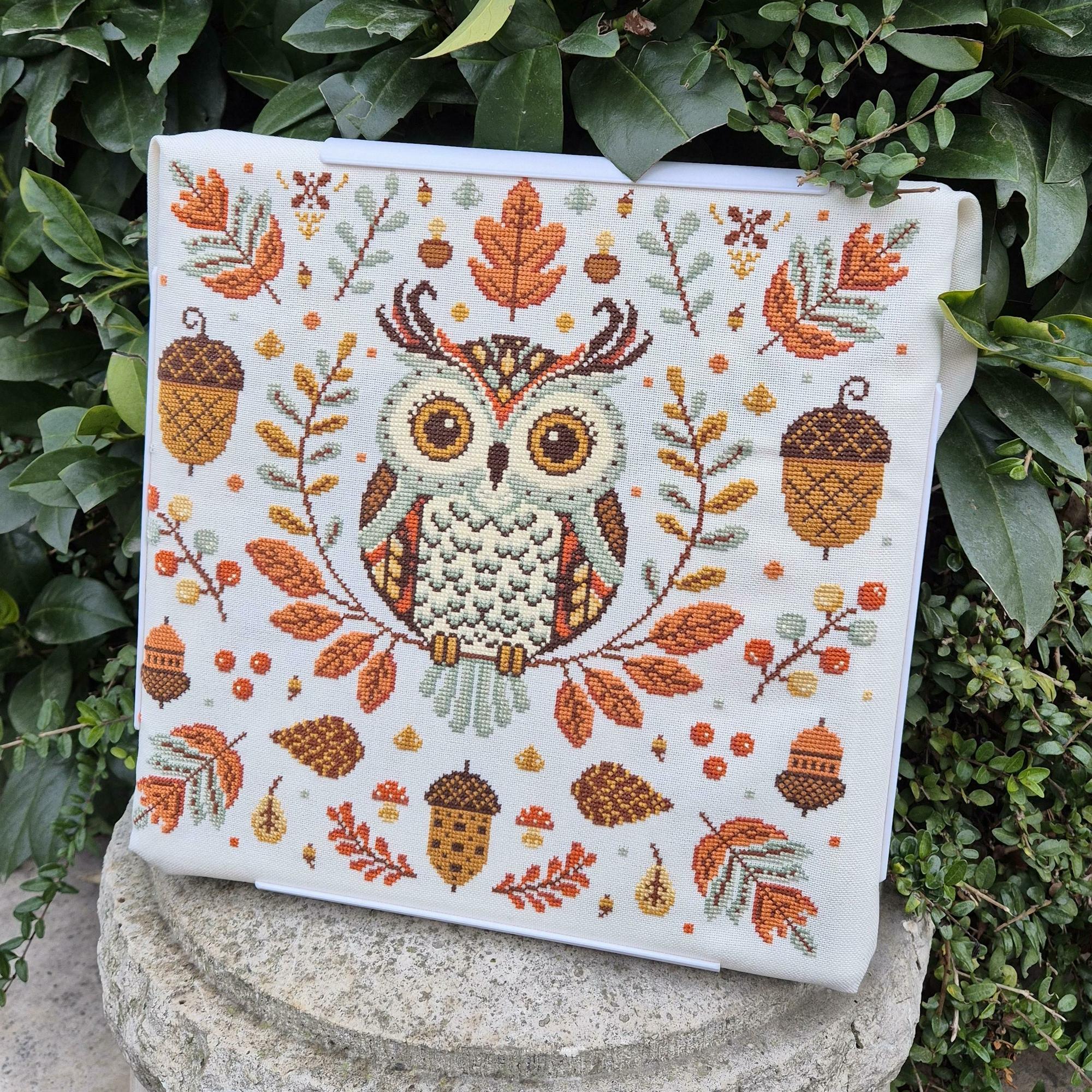 Autumn owl sampler - cross stitch pattern