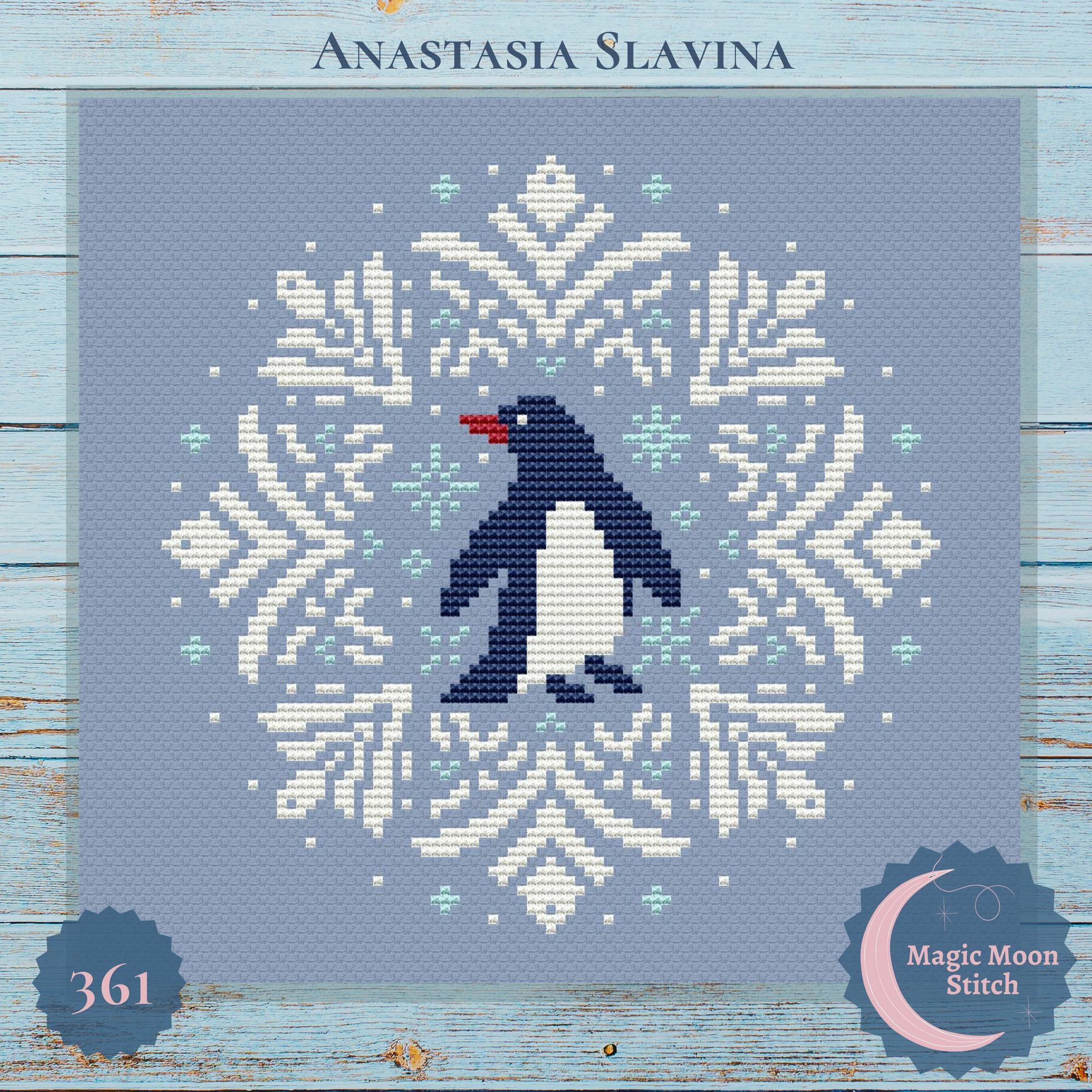 Penguin snowflake - cross stitch pattern
