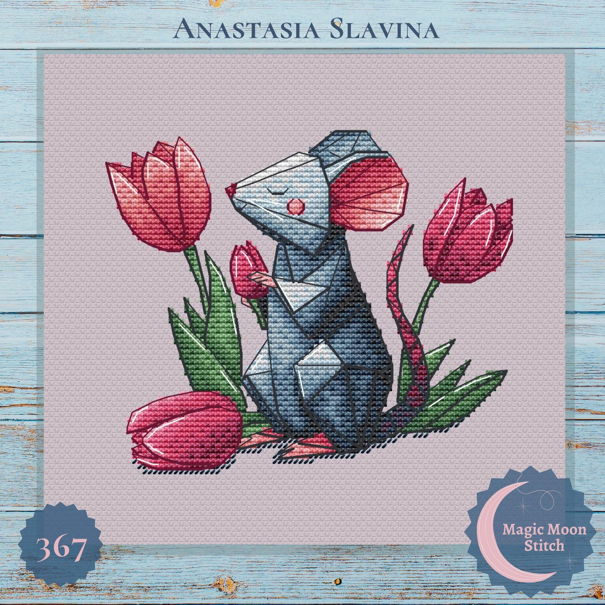 Origami mouse - cross stitch pattern