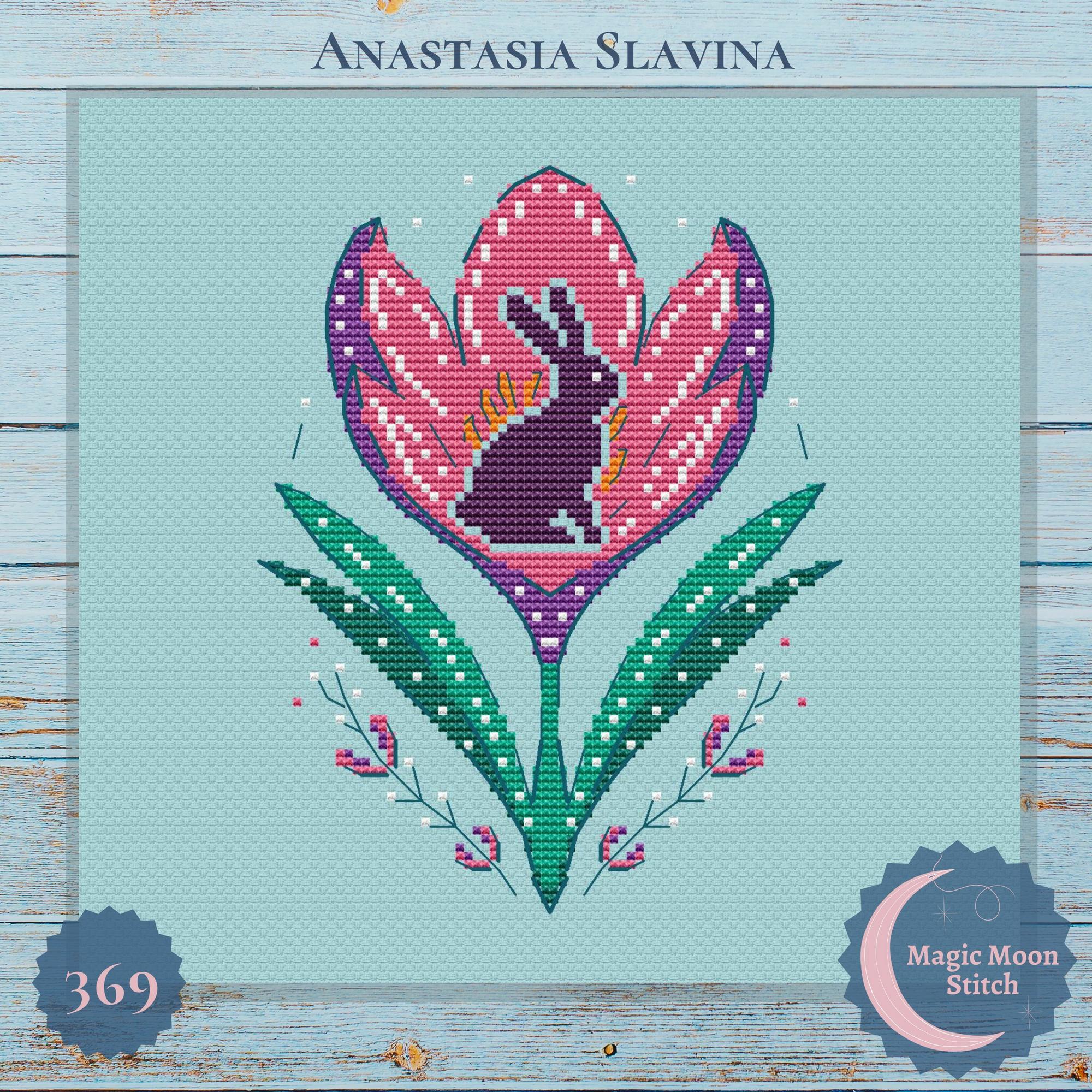 Crocus bunny - cross stitch pattern