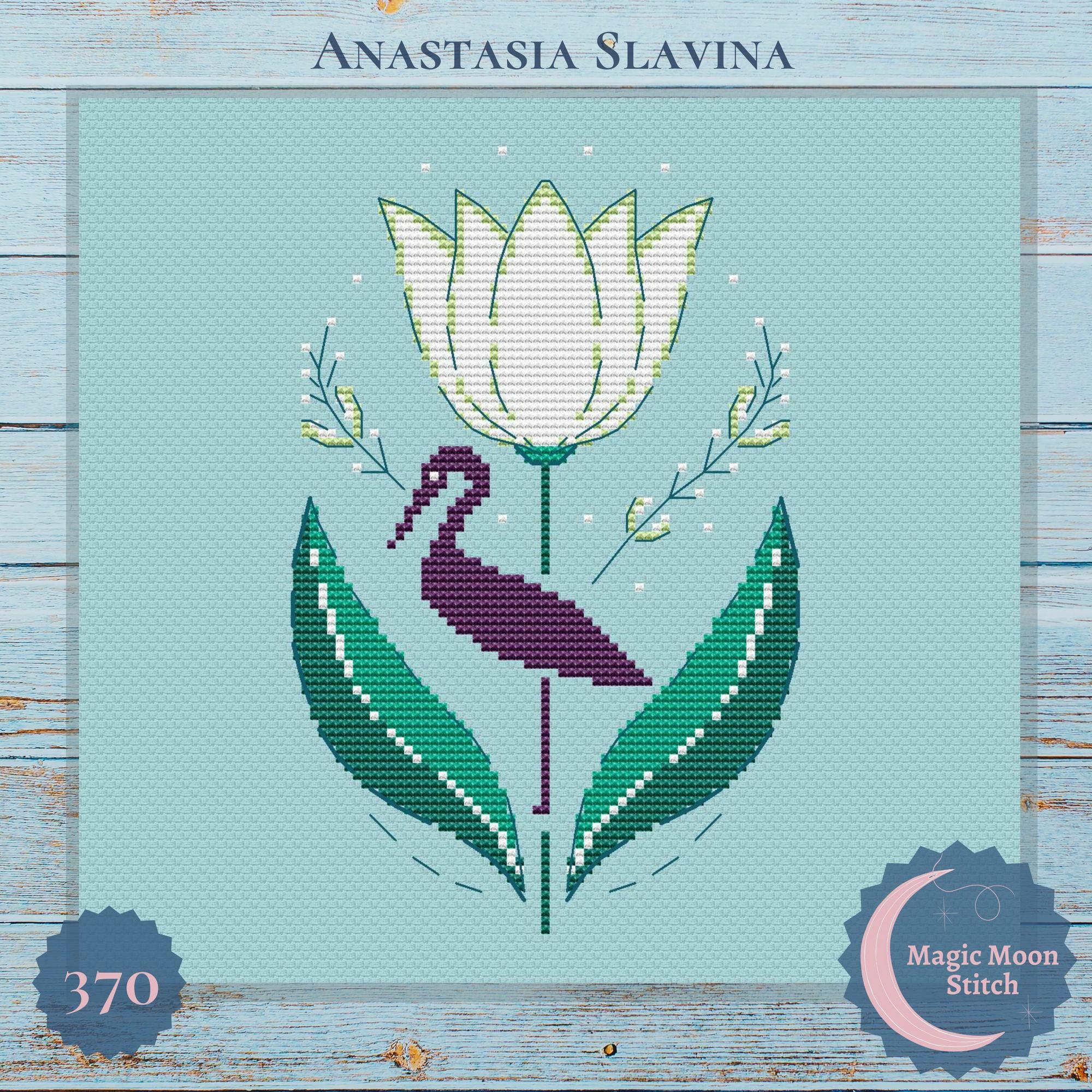 Tulip Heron - cross stitch pattern