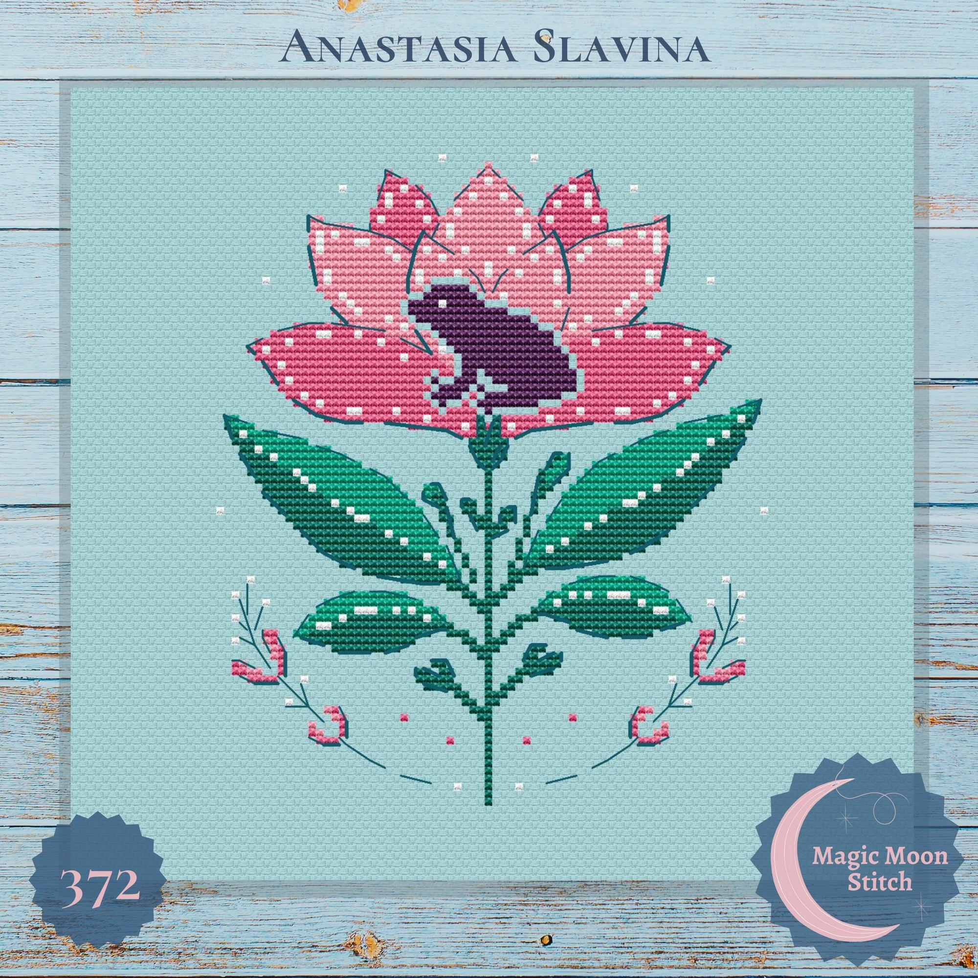 Magnolia Frog - cross stitch pattern