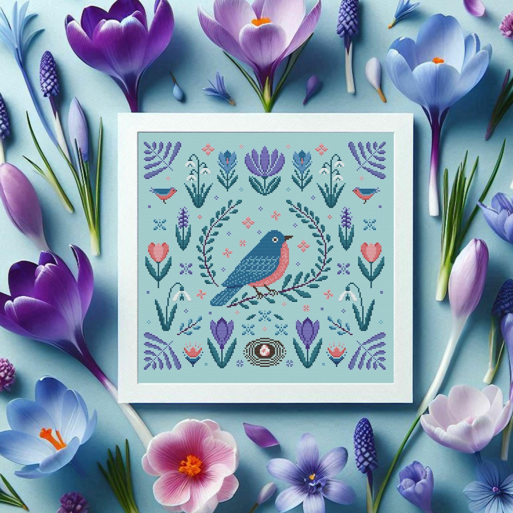 Spring floral sampler - cross stitch pattern