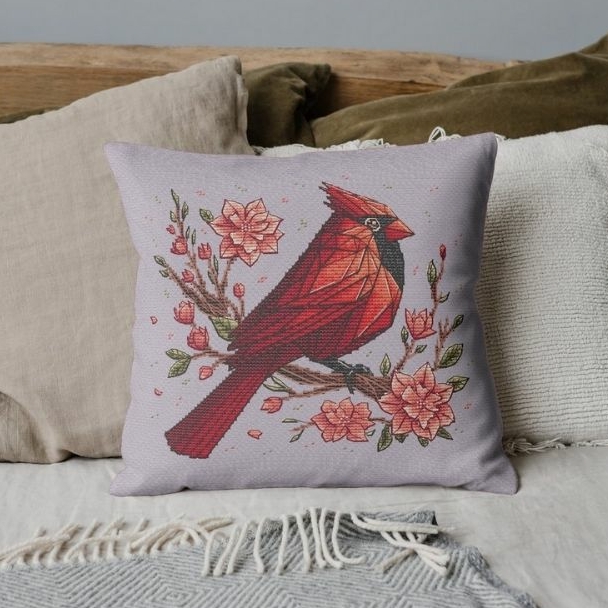 Origami cardinal - cross stitch pattern