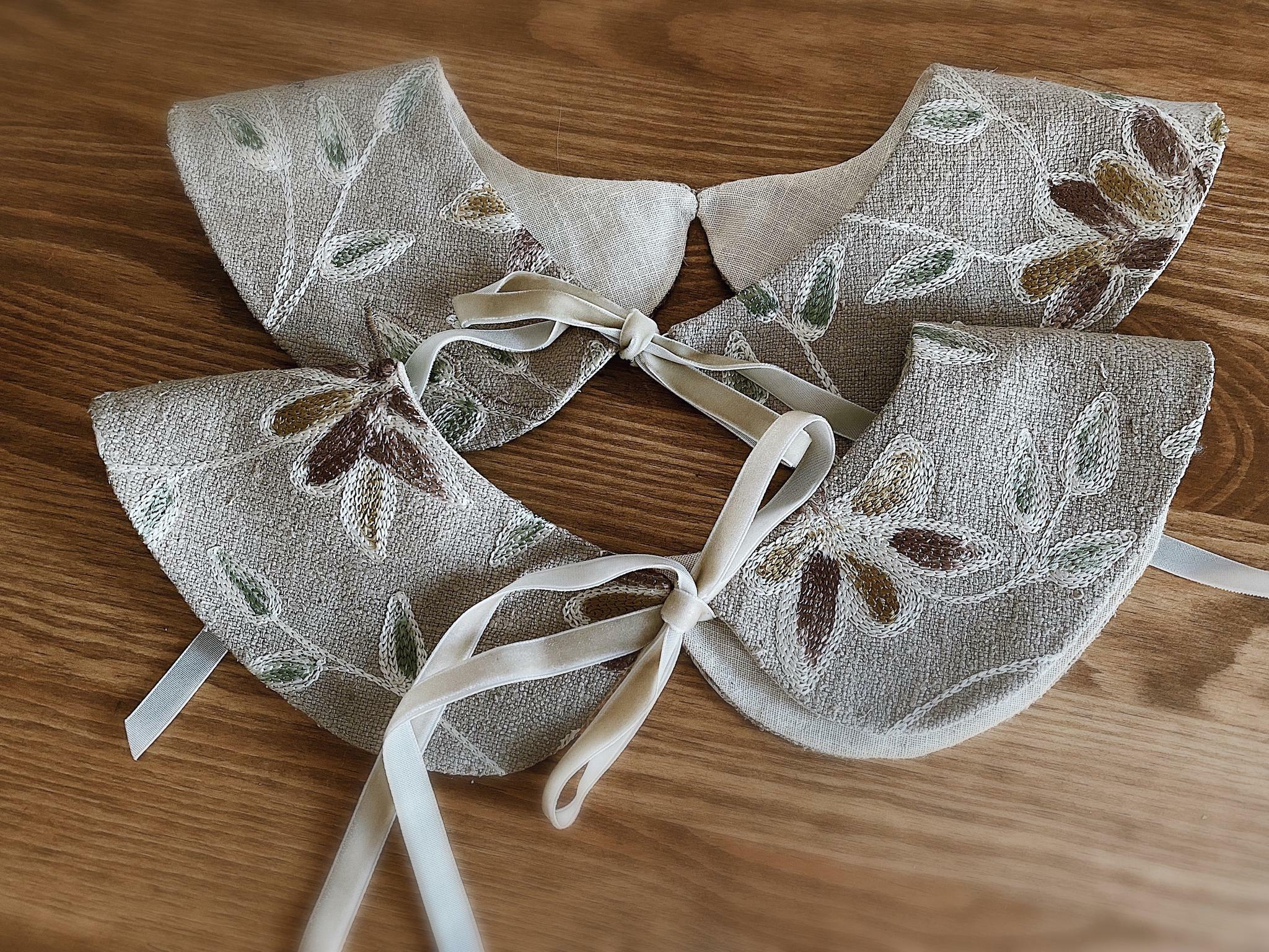 Воротник из дикого шёлка с вышивкой/Silk collar with embroidery