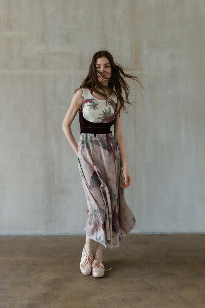 Платье Феникс из дикого шелка и бархата  /Wild Silk dress Phoenix