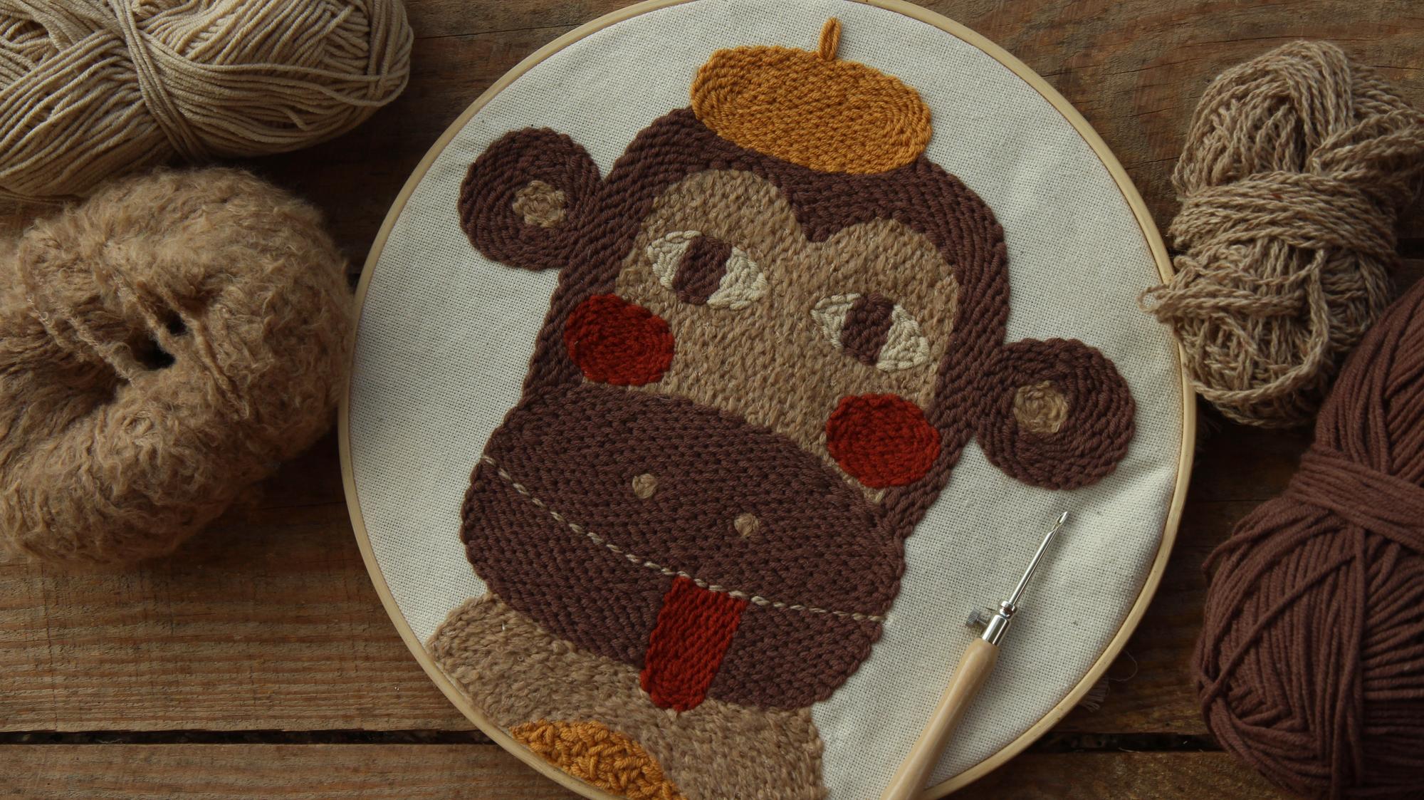 ЕСКІЗ ДЛЯ ВИШИВКИ "МАВПА У БЕРЕТІ"