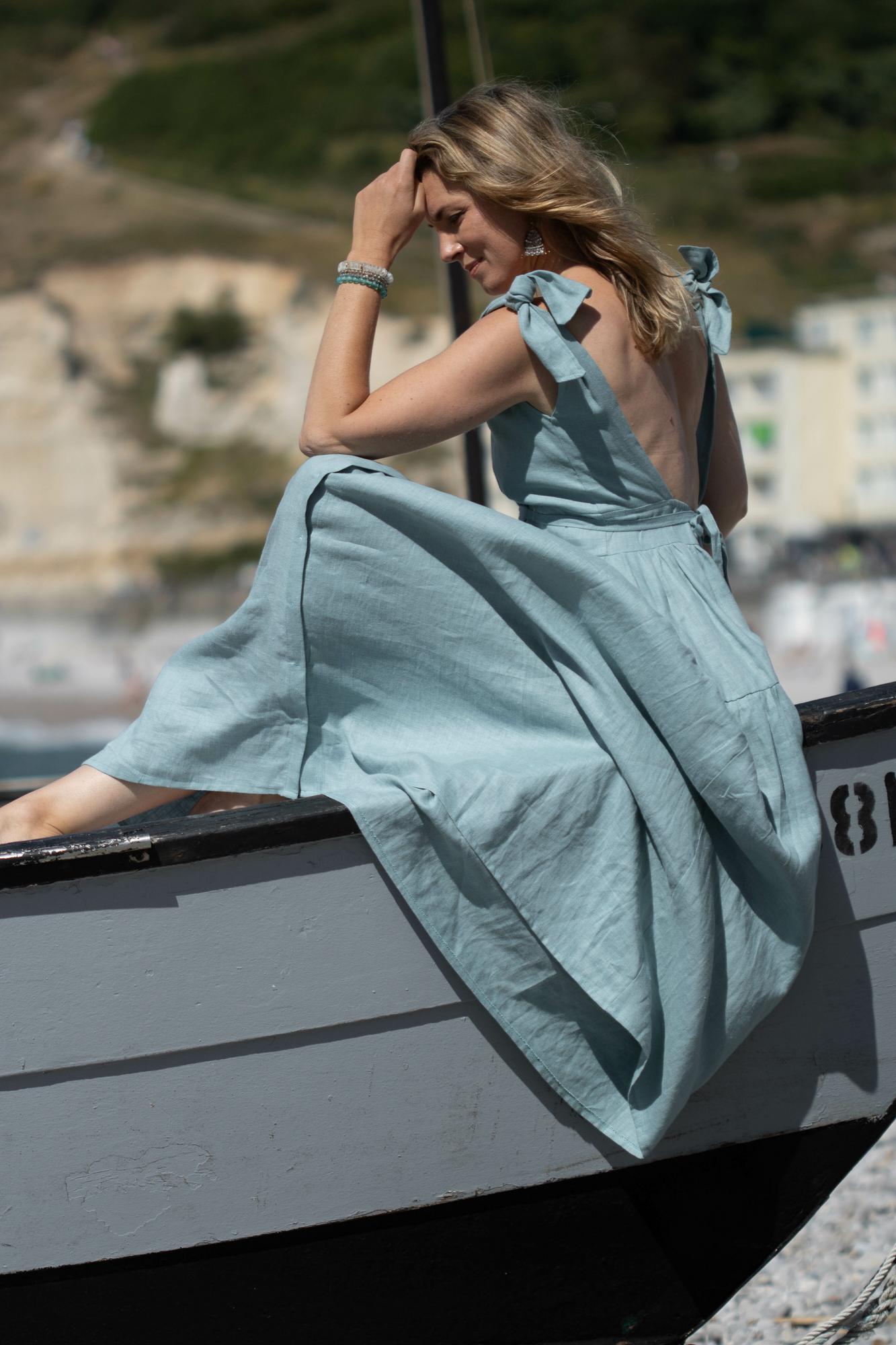 LINEN DRESS DIVINA BIRD HANDMADE